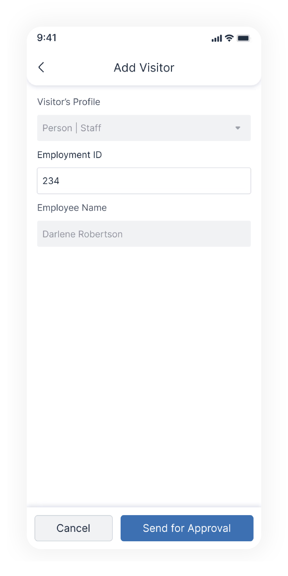 Add visitor - staff profile